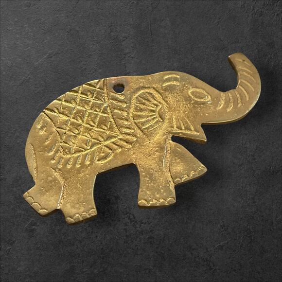 Vintage Heavy Brass Double-sided Elephant Christmas Holiday Ornament Zoo Wild - Picture 3 of 10